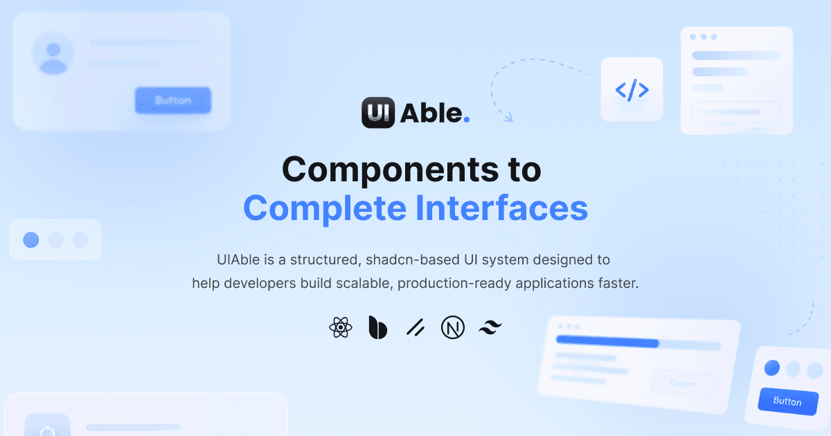 UI Able structured shadcn-based UI system for building complete interfaces - screenshot