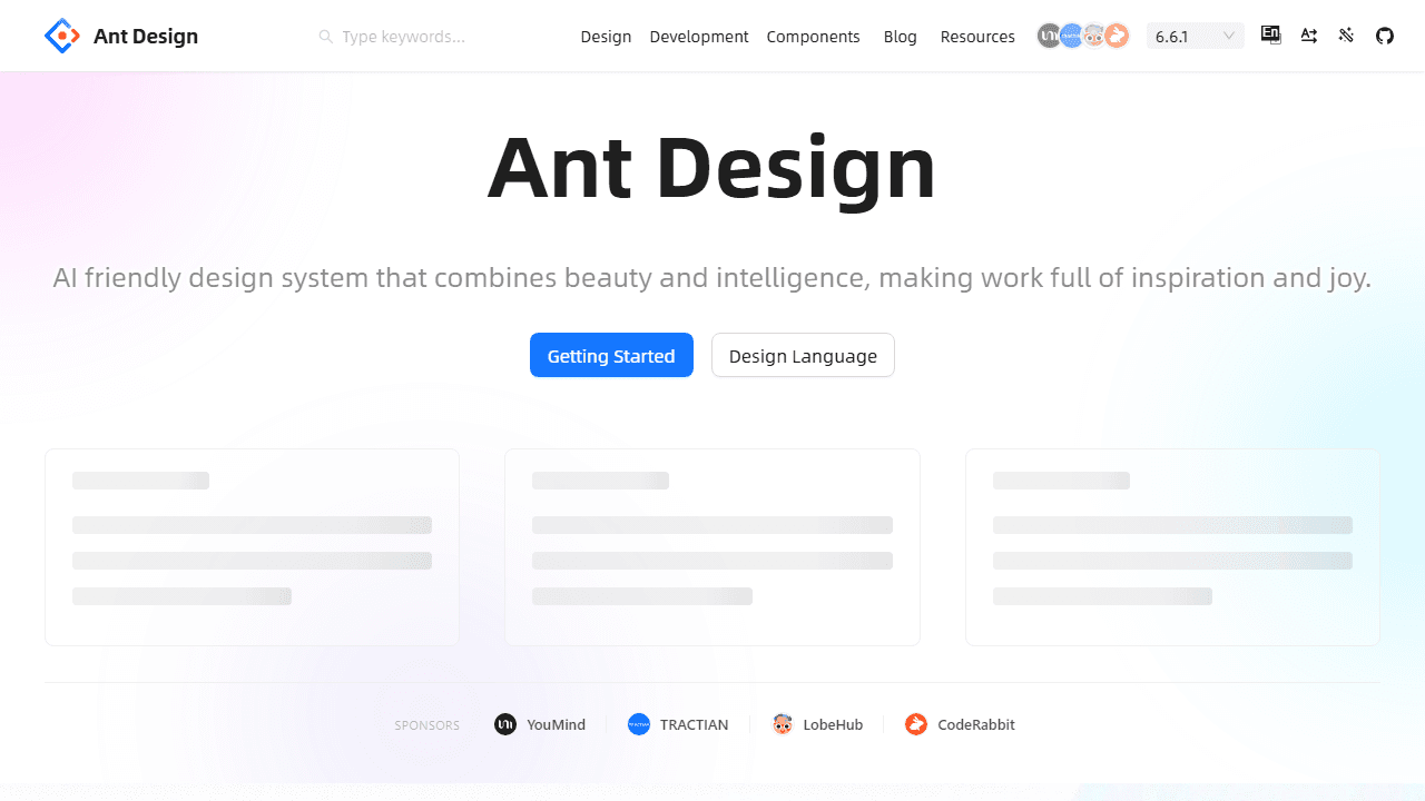 Ant Design homepage screenshot