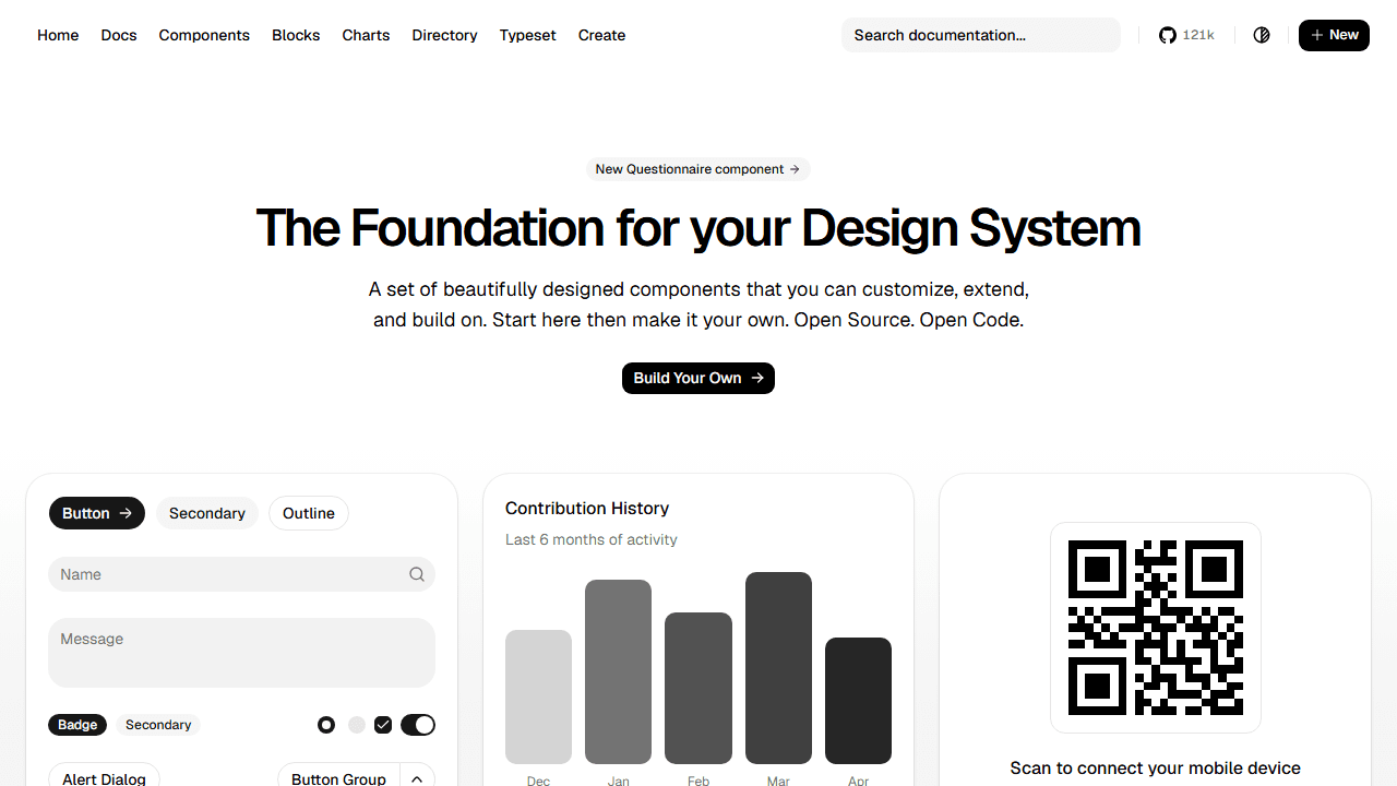 shadcn/ui homepage screenshot