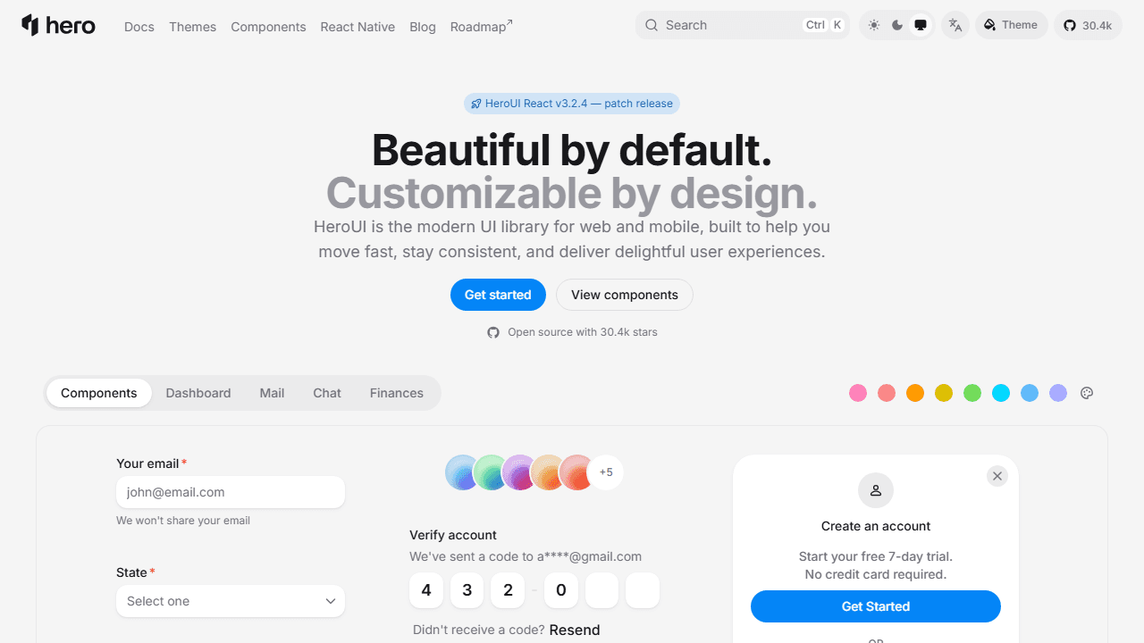 HeroUI homepage screenshot