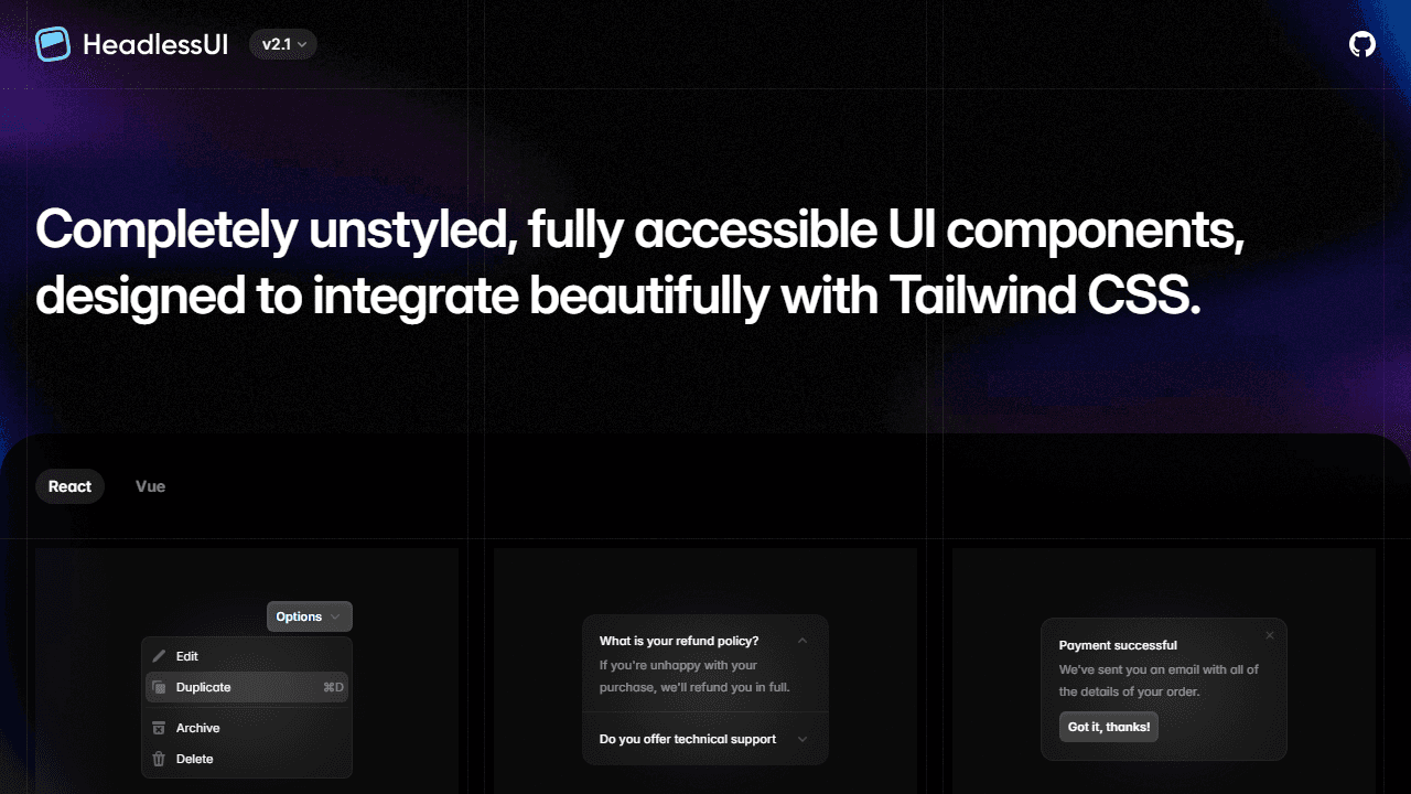 Headless UI homepage screenshot