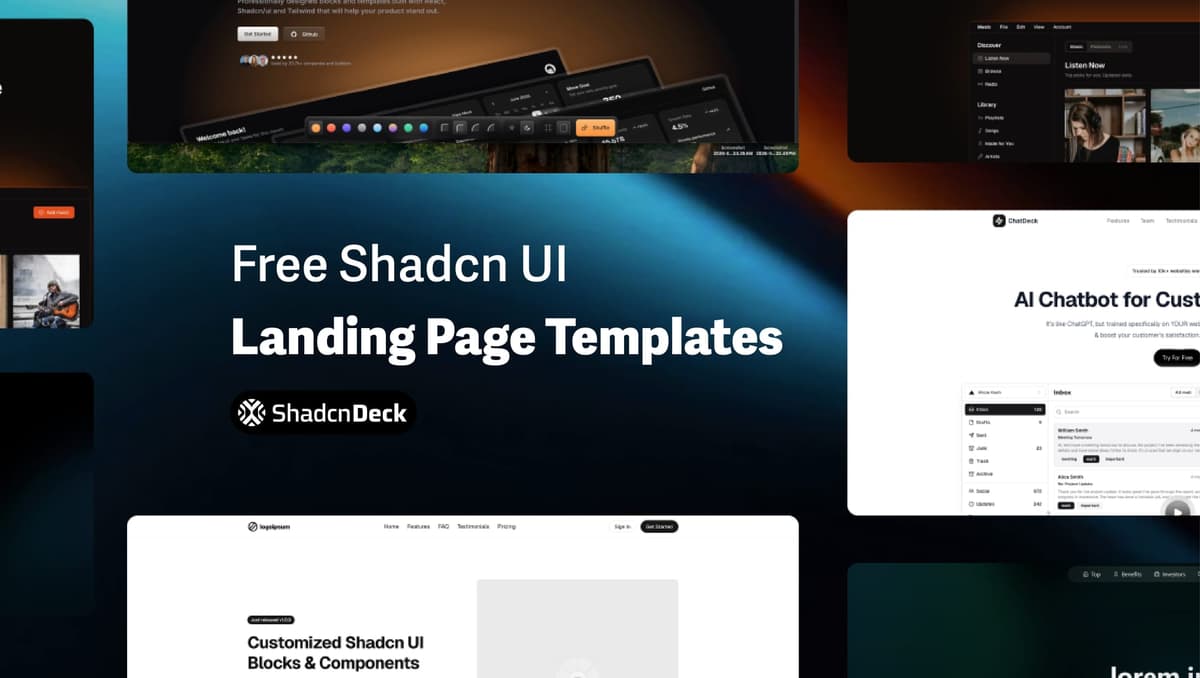 12 Free Shadcn UI Landing Page Templates [2026] | ShadcnDeck