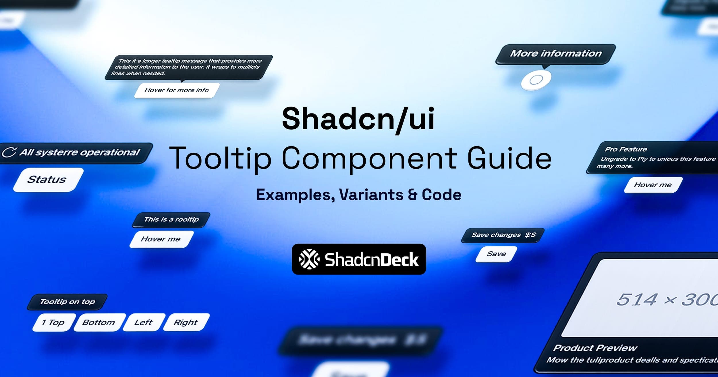 shadcn/ui Tooltip component guide cover image showing animated tooltip examples on a Next.js dashboard