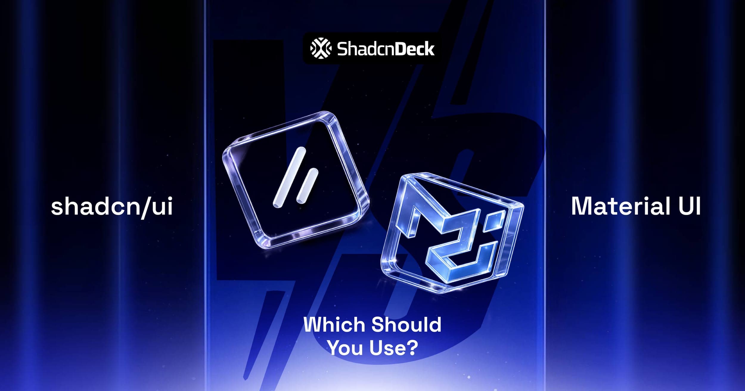 shadcn/ui vs Material UI comparison cover image with the shadcn/ui and Material UI logos side by side