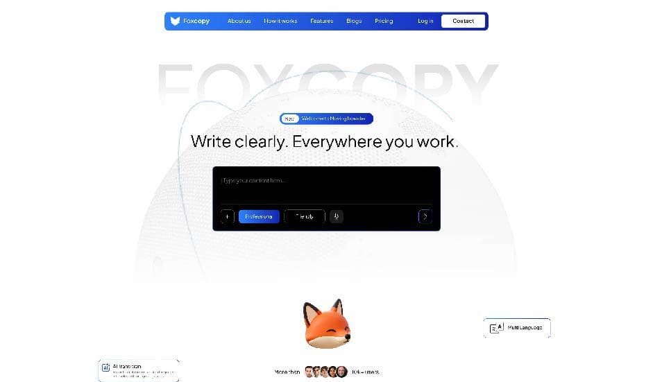 FoxCopy Shadcn UI marketing website template for startups - hero section screenshot