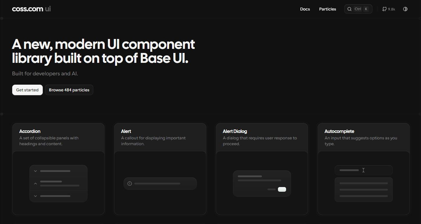 Origin UI SaaS-focused component library built on shadcn/ui - screenshot
