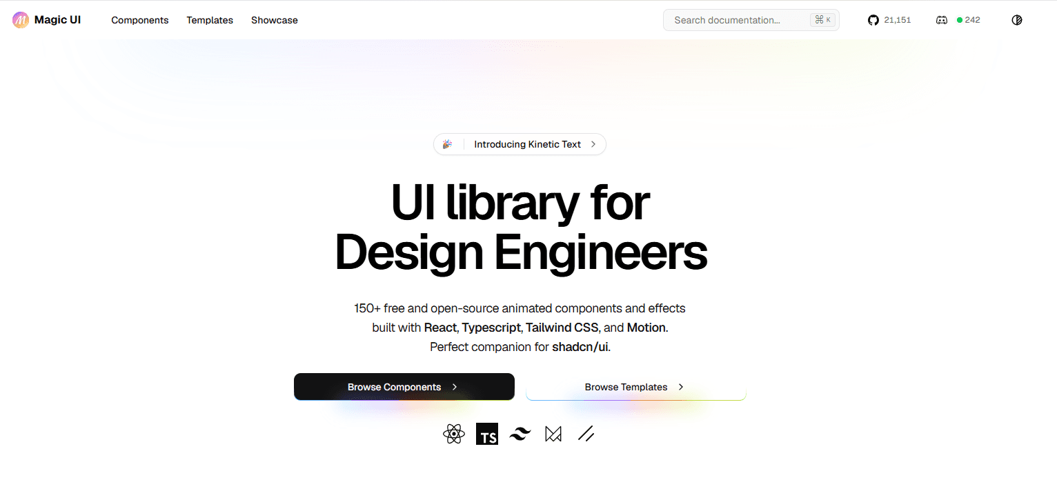 Magic UI animated component library for shadcn/ui marketing pages - screenshot