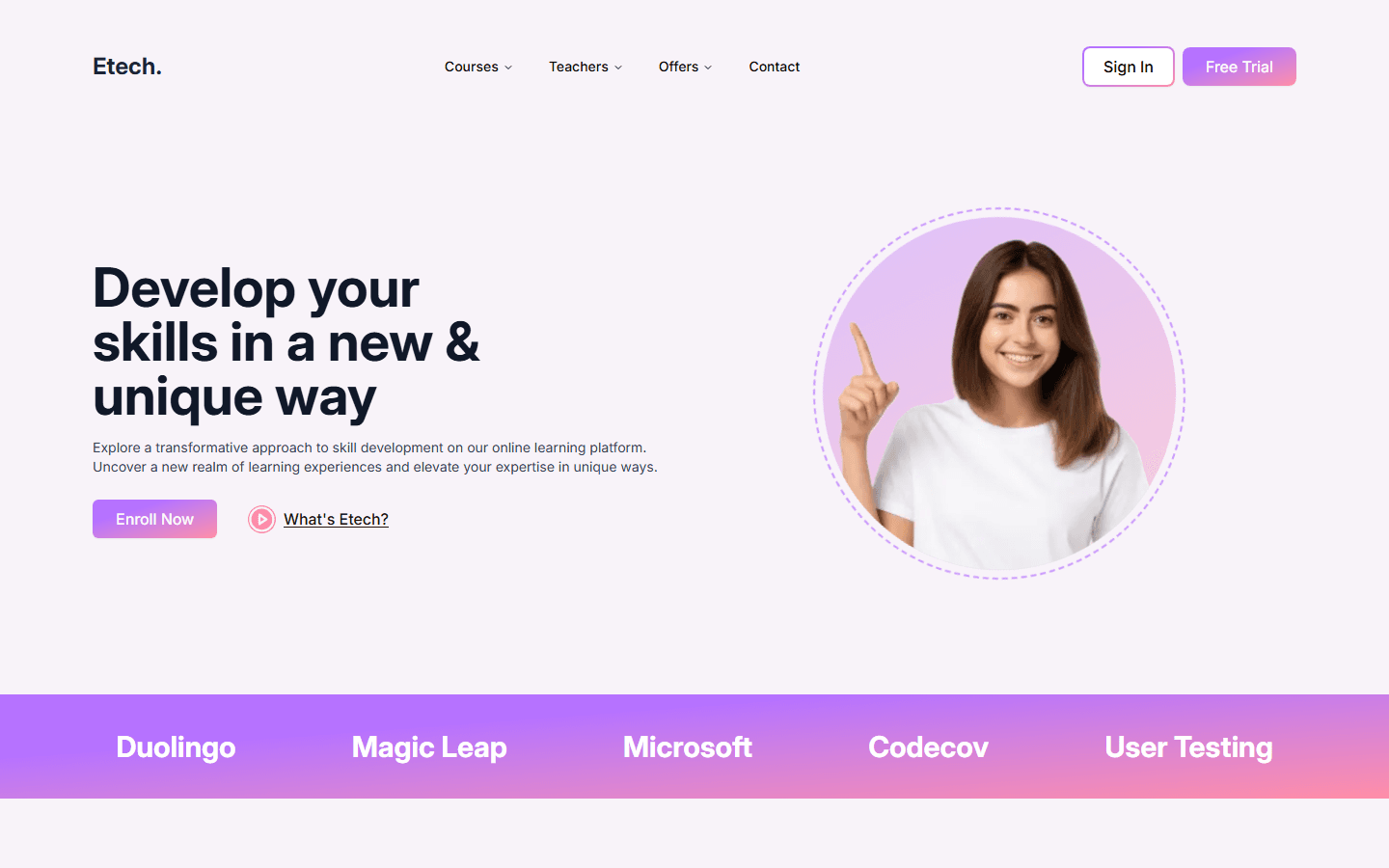Etech landing page by gaurav-jain000 free shadcn education template - screenshot