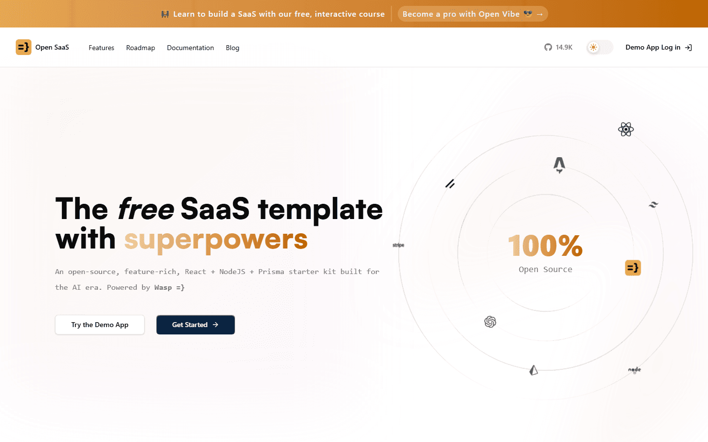 Open SaaS by Wasp free shadcn SaaS boilerplate - screenshot