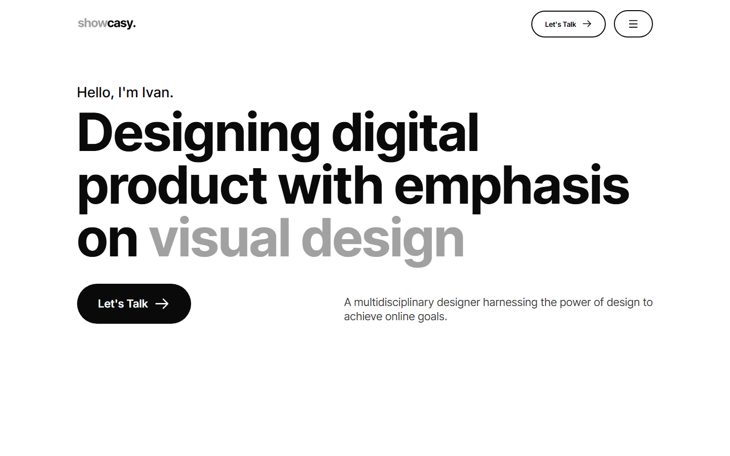 Showcasy landing page by gaurav-jain000 free shadcn portfolio template - screenshot