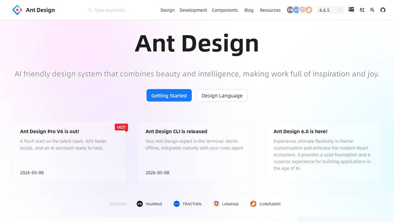 Ant Design homepage screenshot