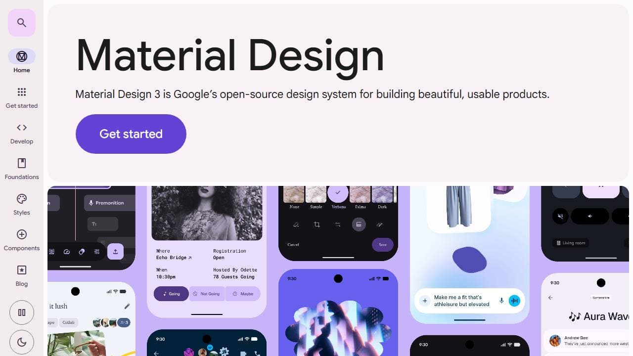 Material Design 3 homepage screenshot