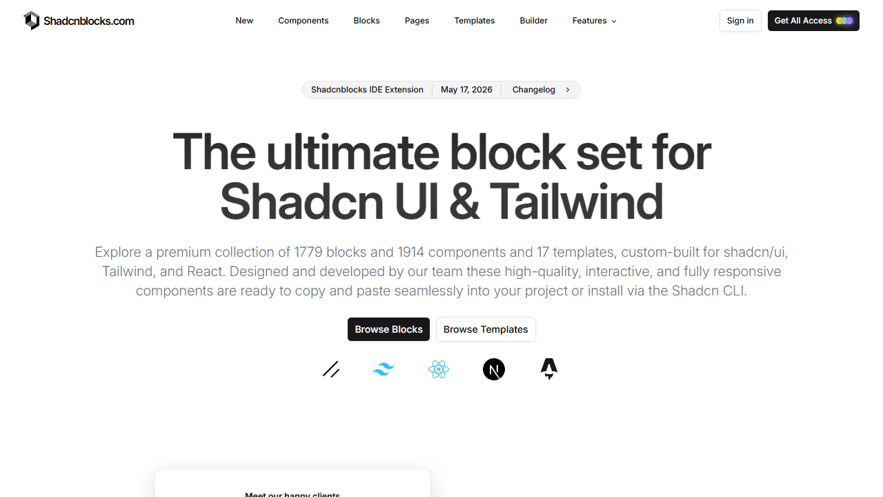 Shadcnblocks premium block library for shadcn ui and Tailwind - screenshot