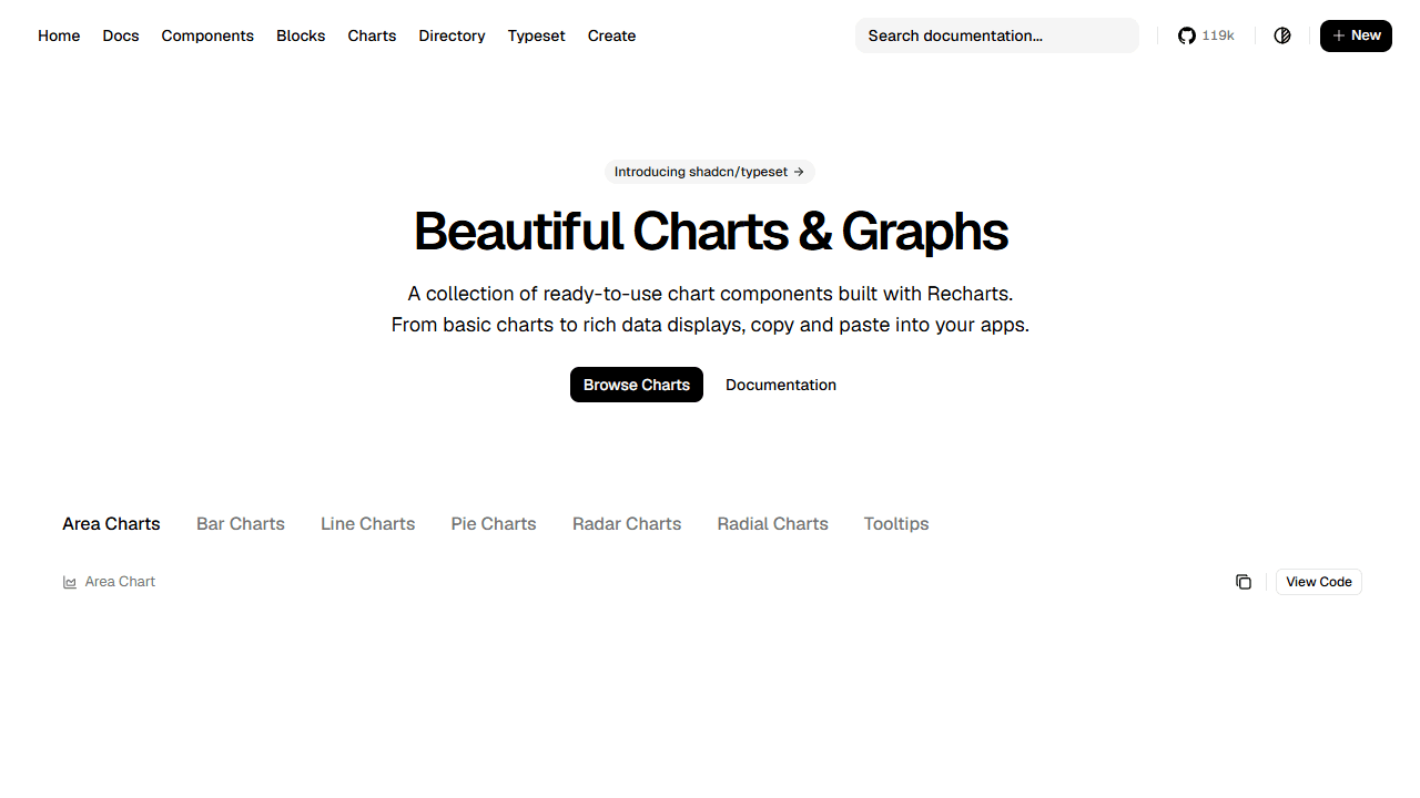 Official shadcn ui charts built on Recharts - screenshot