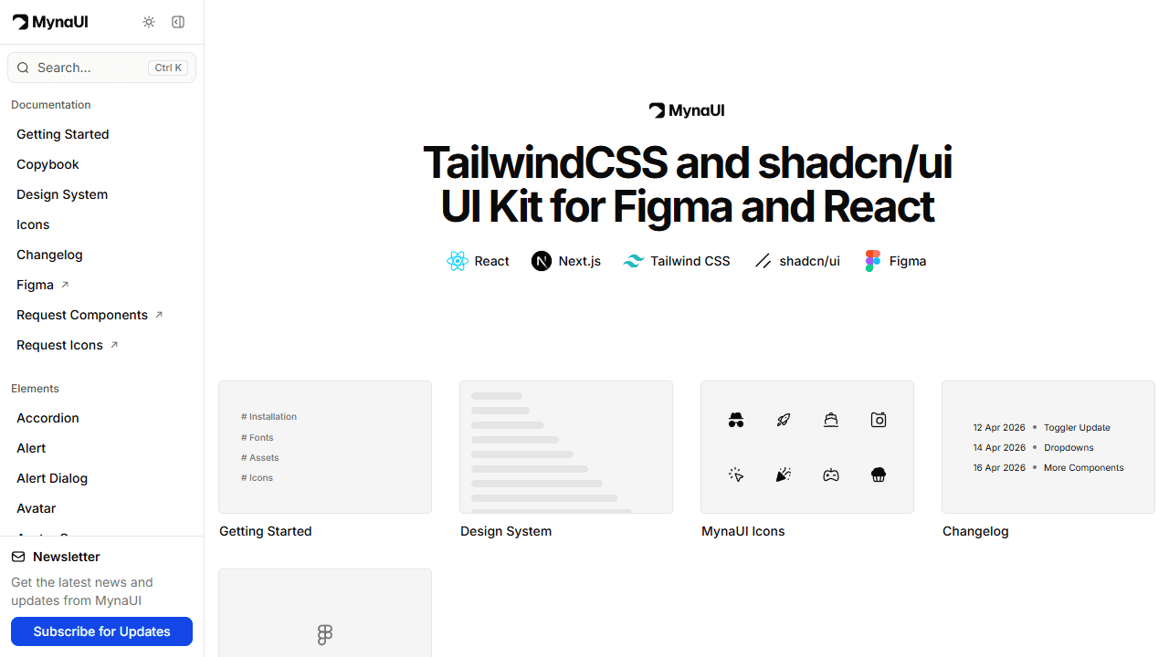 MynaUI Tailwind and shadcn ui kit for Figma and React - screenshot