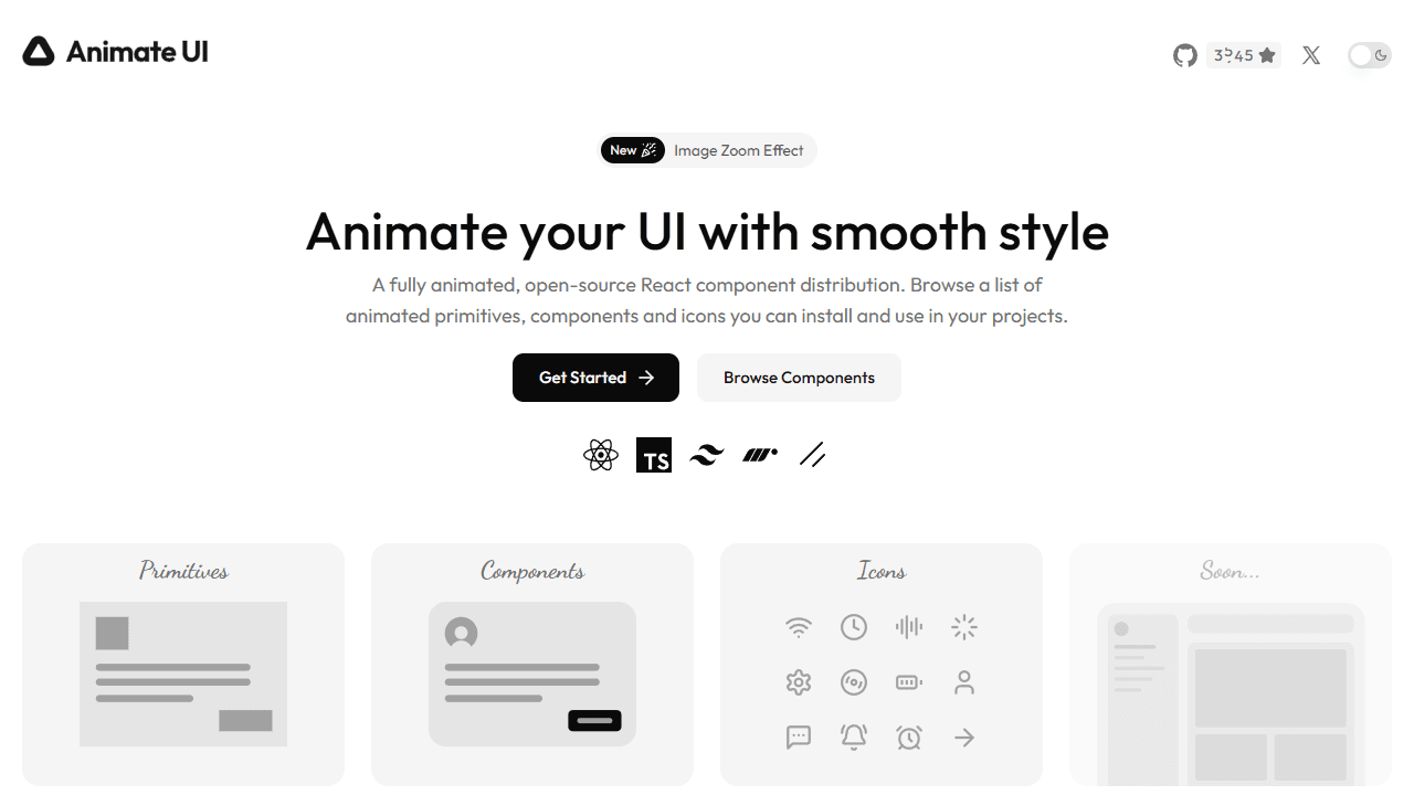Animate UI animated shadcn ui primitives with Motion - screenshot