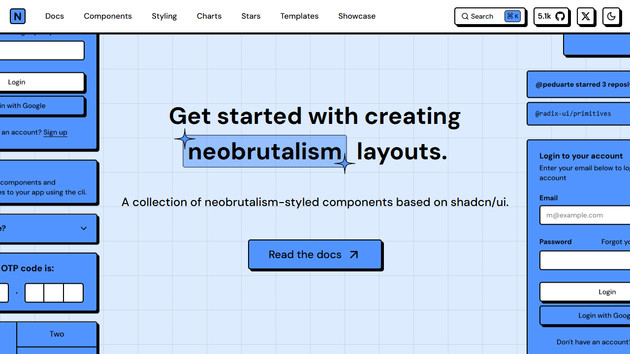 Neobrutalism styled components built on shadcn ui - screenshot