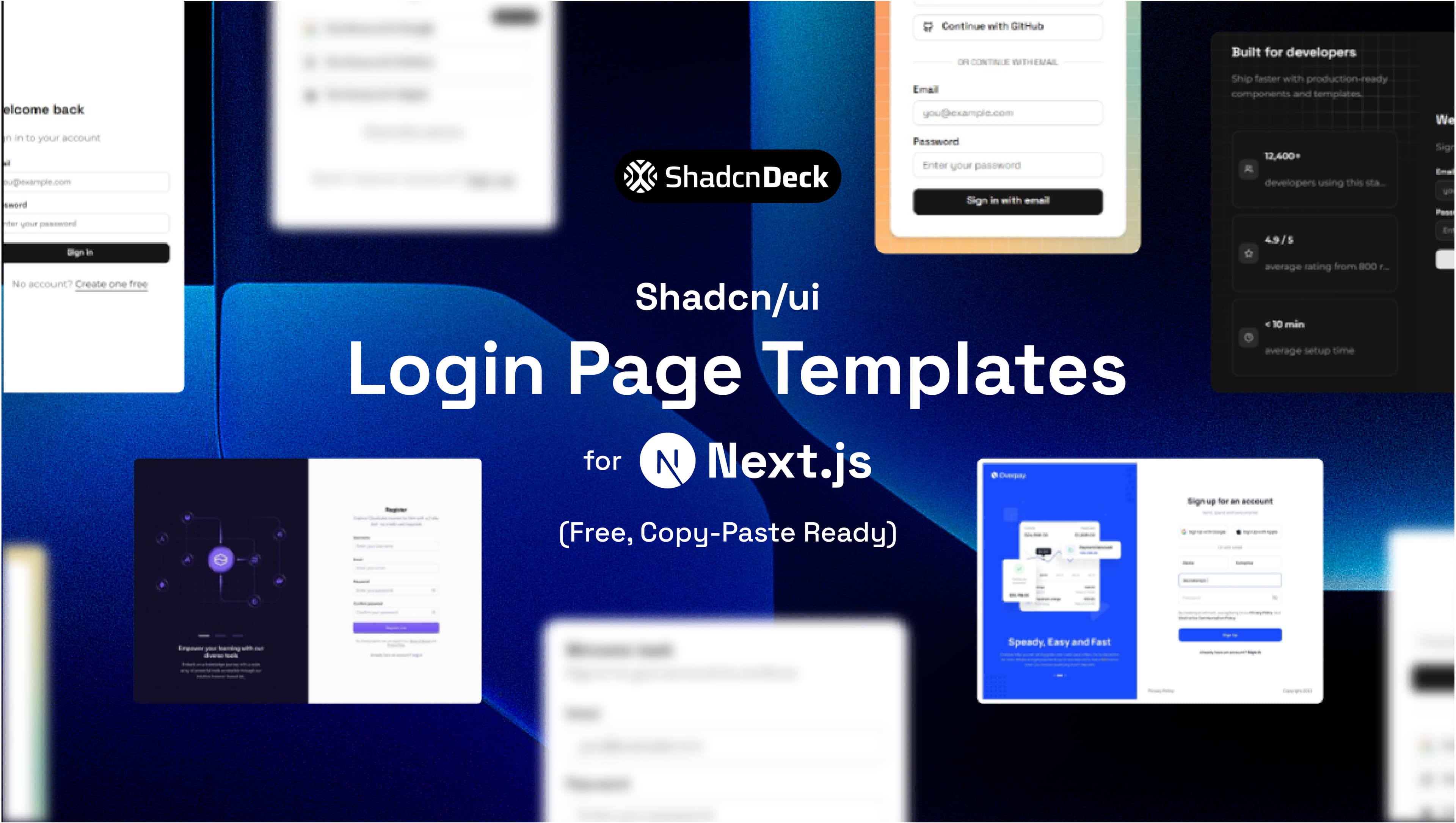 shadcn login page templates, 5 free copy-paste variants for Next.js