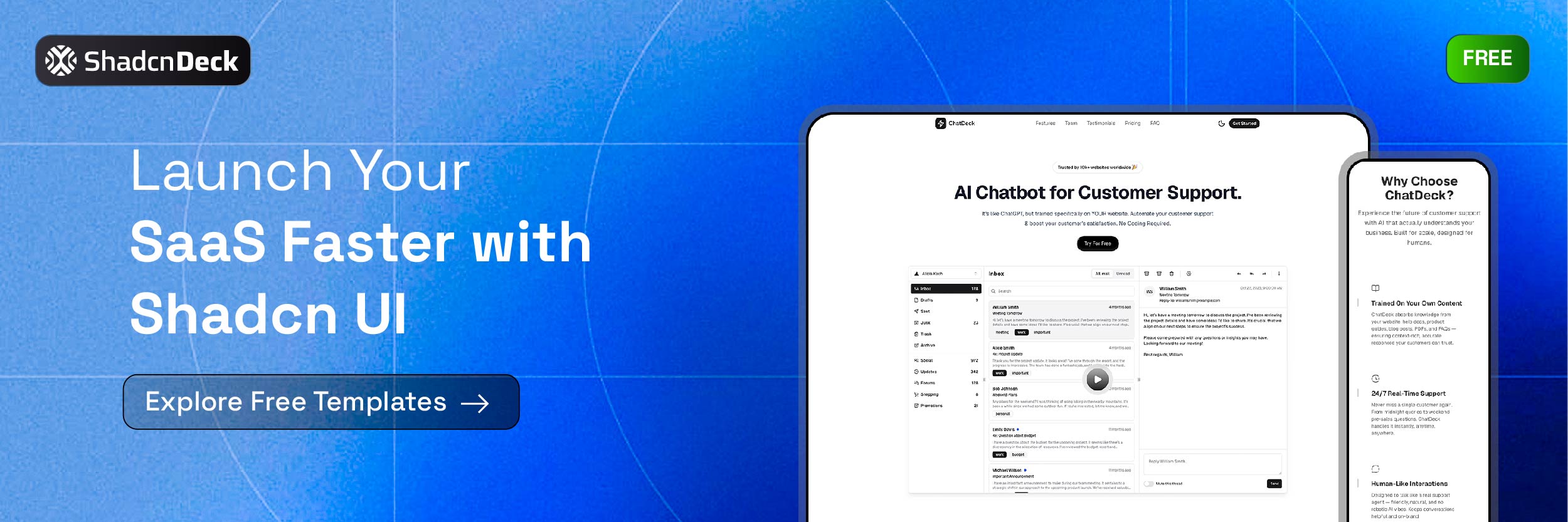 Launch your SaaS faster with a modern Shadcn UI template - Explore Free Templates