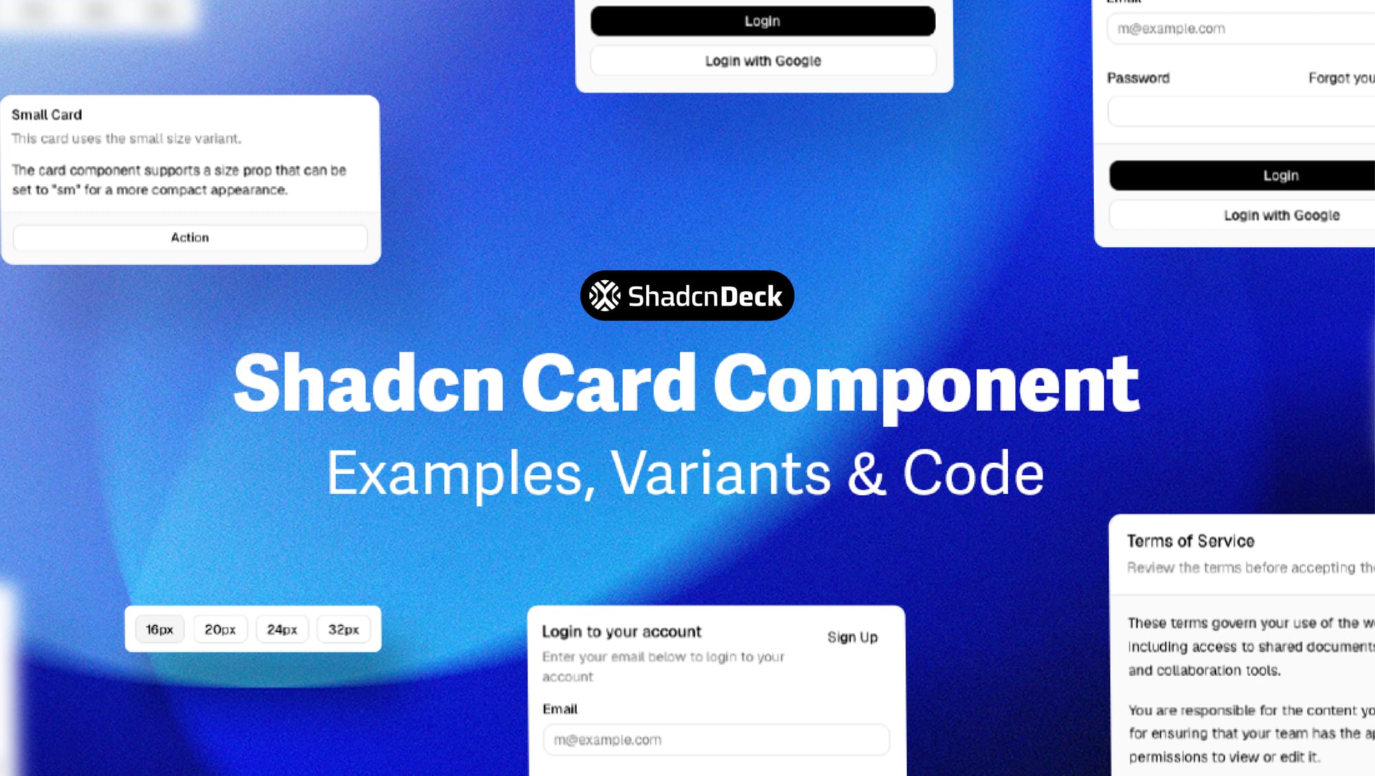 shadcn Card Component: Examples, Variants & Code (2026) | ShadcnDeck